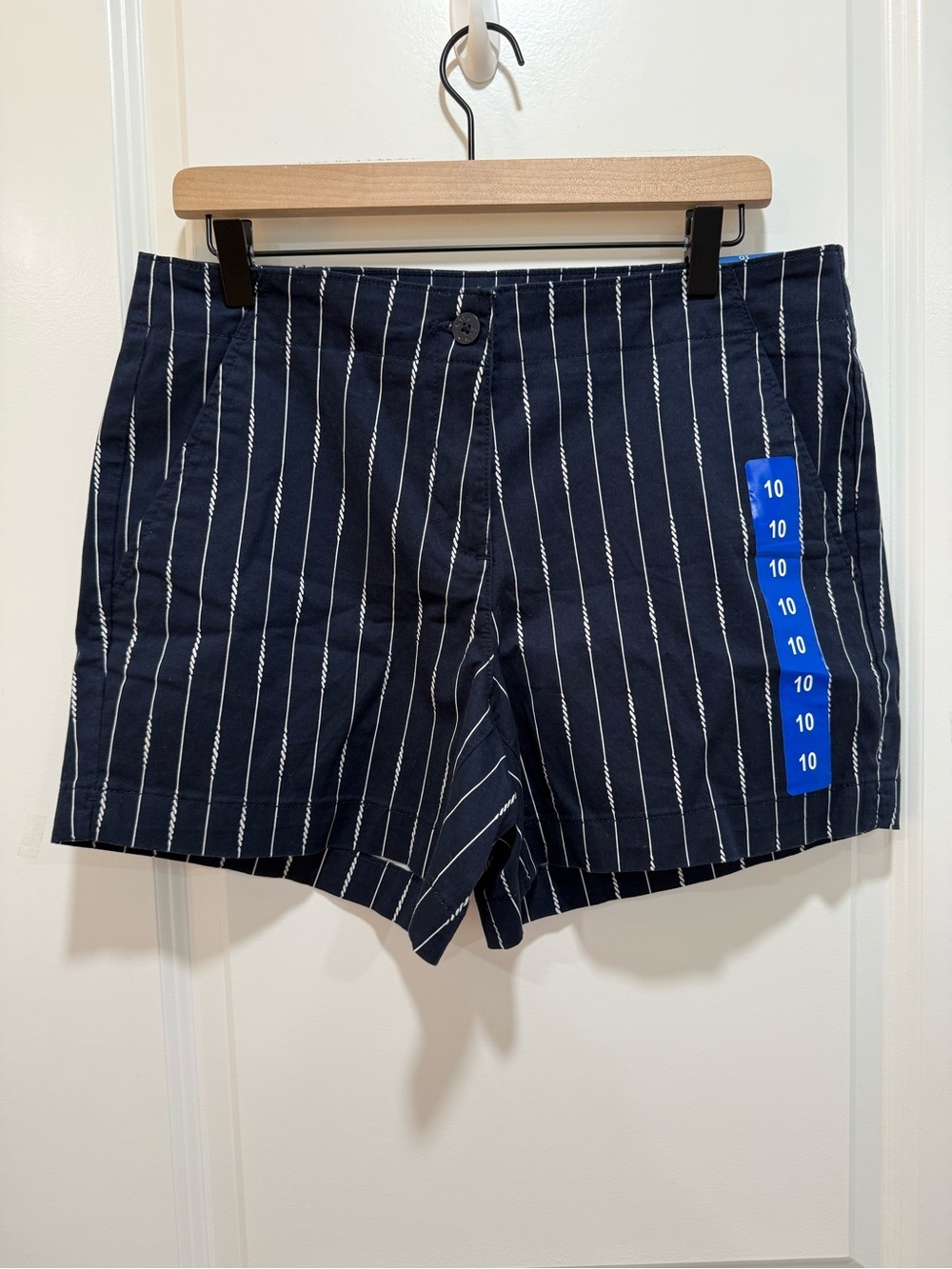 Nautica Mid Rise Twill Rope Stripe Shorts Navy Seas Size 10